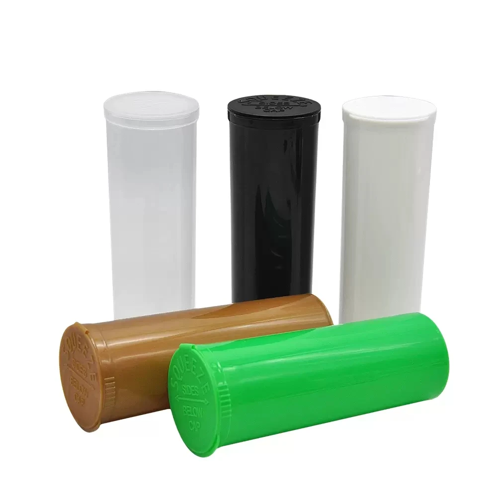 Child Proof Pre Roll Plastic Tube Packaging Smell Proof Pop Top Bottles Container 13 19 30 Dram Vials