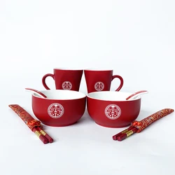2021 New red color Chinese dinnerware wedding dinnerware for wedding event