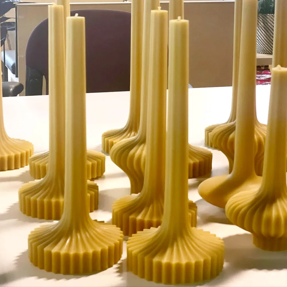 Large Size Striped Pillar Candle Mold Silicone Hoffmann Taper Candlestick Mould 3D Top Grade Morandi Vase Resin Tool Home