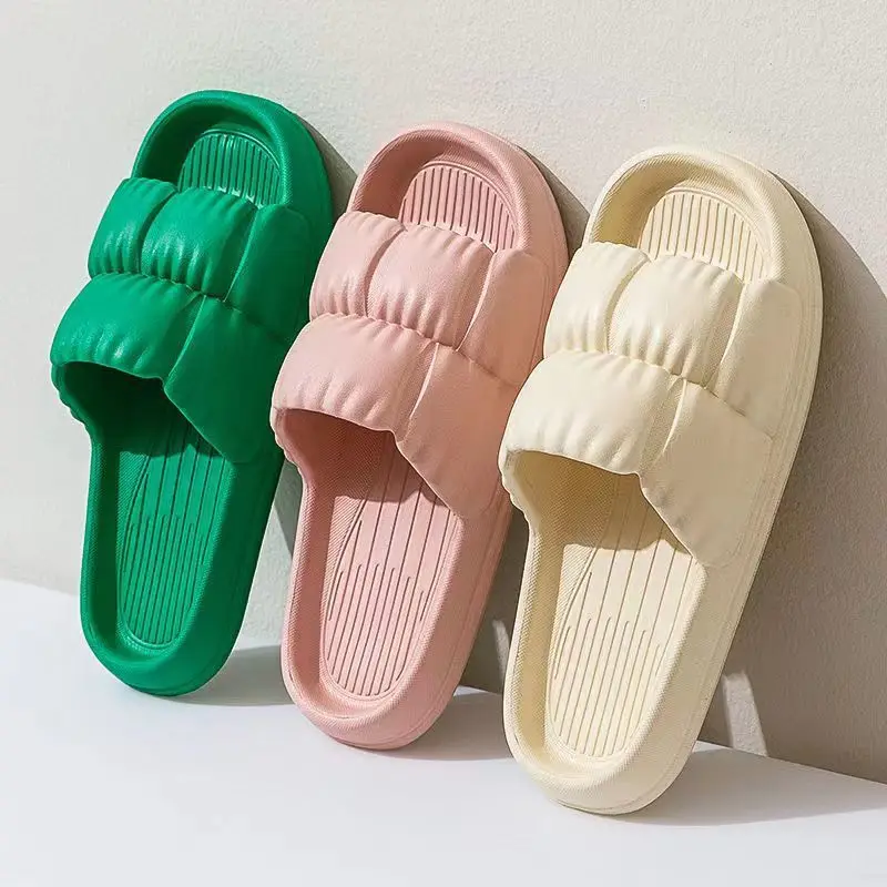 2023 Home Thick Platform Bathroom Cloud Pillow Slippers Non-slip Flip Flops Woman Sandals Fashion Soft Sole Eva Indoor Slides