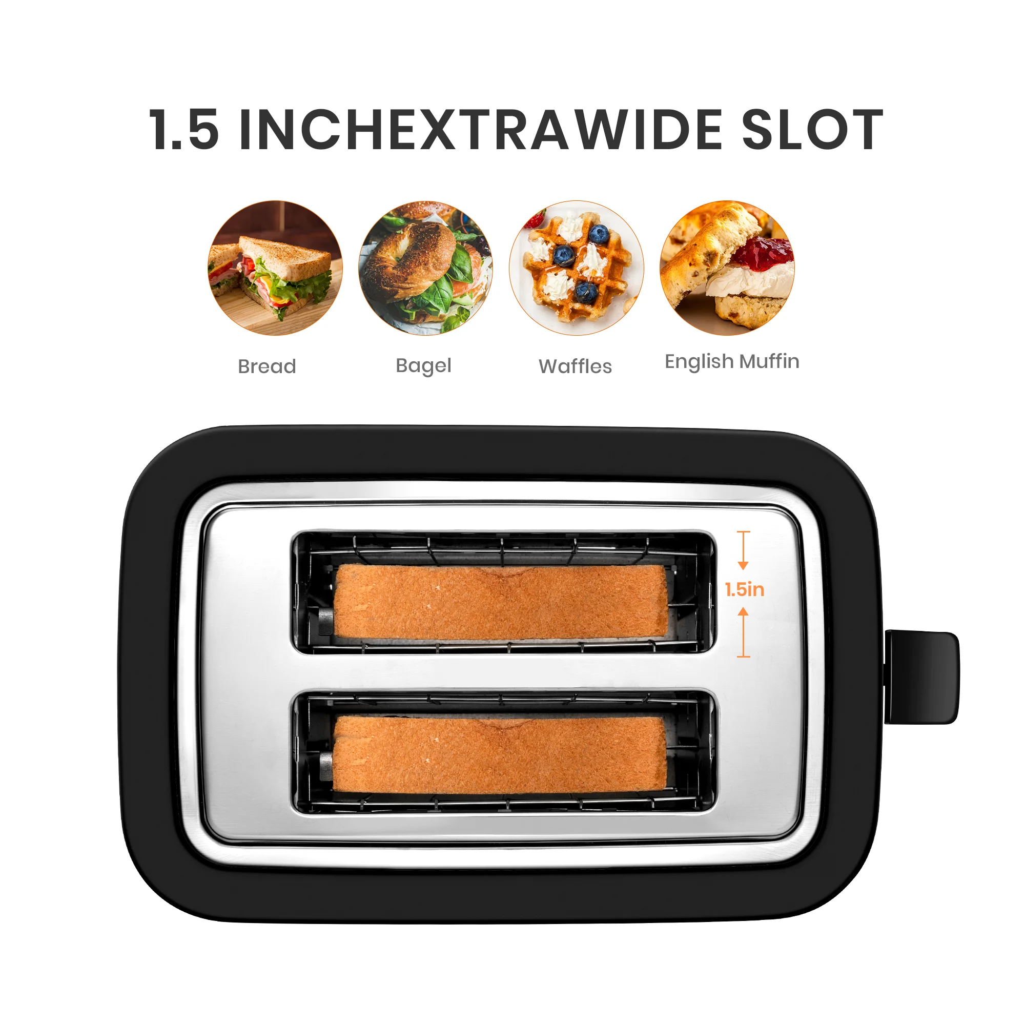 New Touch Screen Grill Bread Toaster with Warming Rack 6 Shade Setting Bun Toaster 2 slice