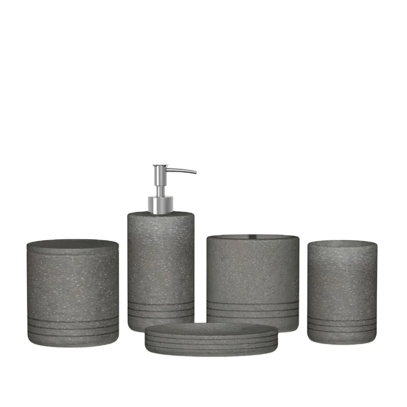 Cheap black Sandstone effect Polyresin Bathroom Set