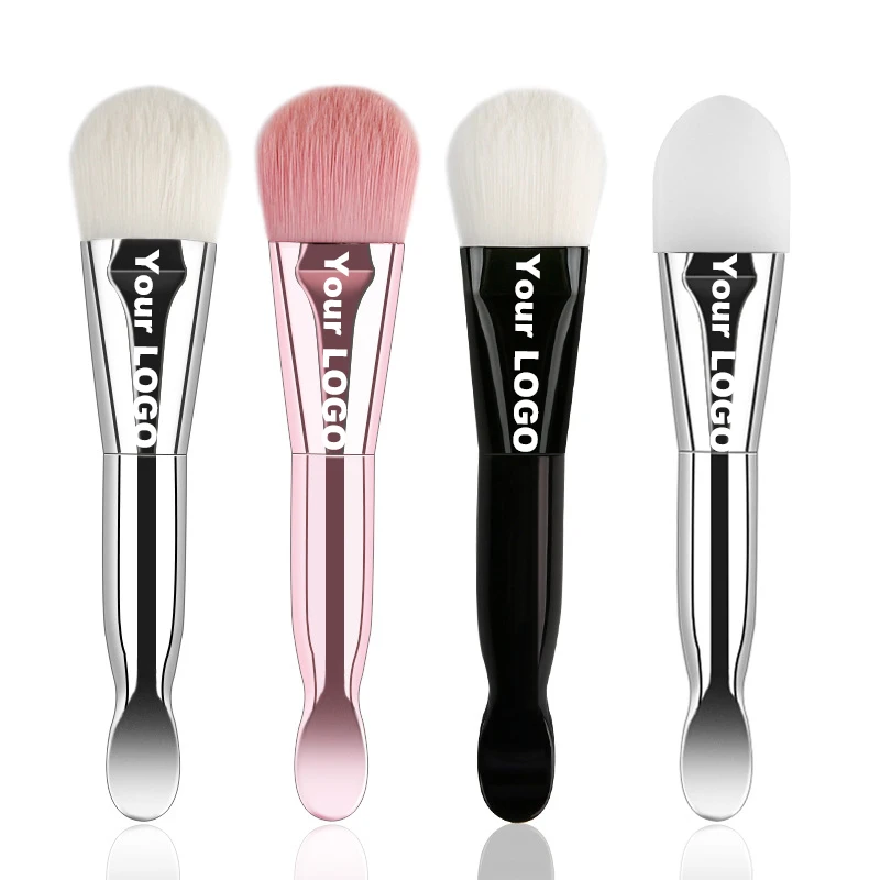 Нейлоновая силиконовая двухсторонняя Кисть для макияжа с логотипом на заказ, для жидкого тонального крема, глиняной маски для лица, аппликатор, кисть, кисть для лица