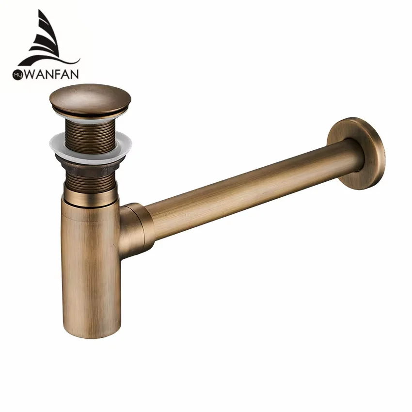 Luxury Bottle Trap Brass Round Siphon Oil Rubbed Bronze Black P-TRAP Bathroom Vanity Basin Pipe Waste With Pop Up Drain