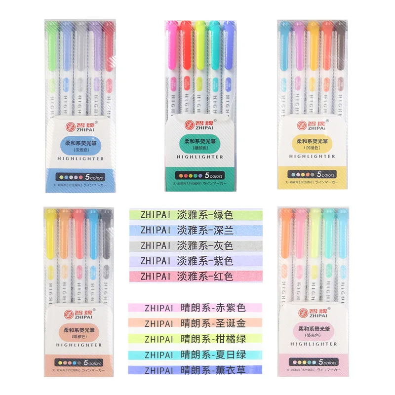 25 Colors Double Head Highlighter Pen Fancy Colors Fluorescent Highlighters Art Marker School&Office Art Stationery Supply