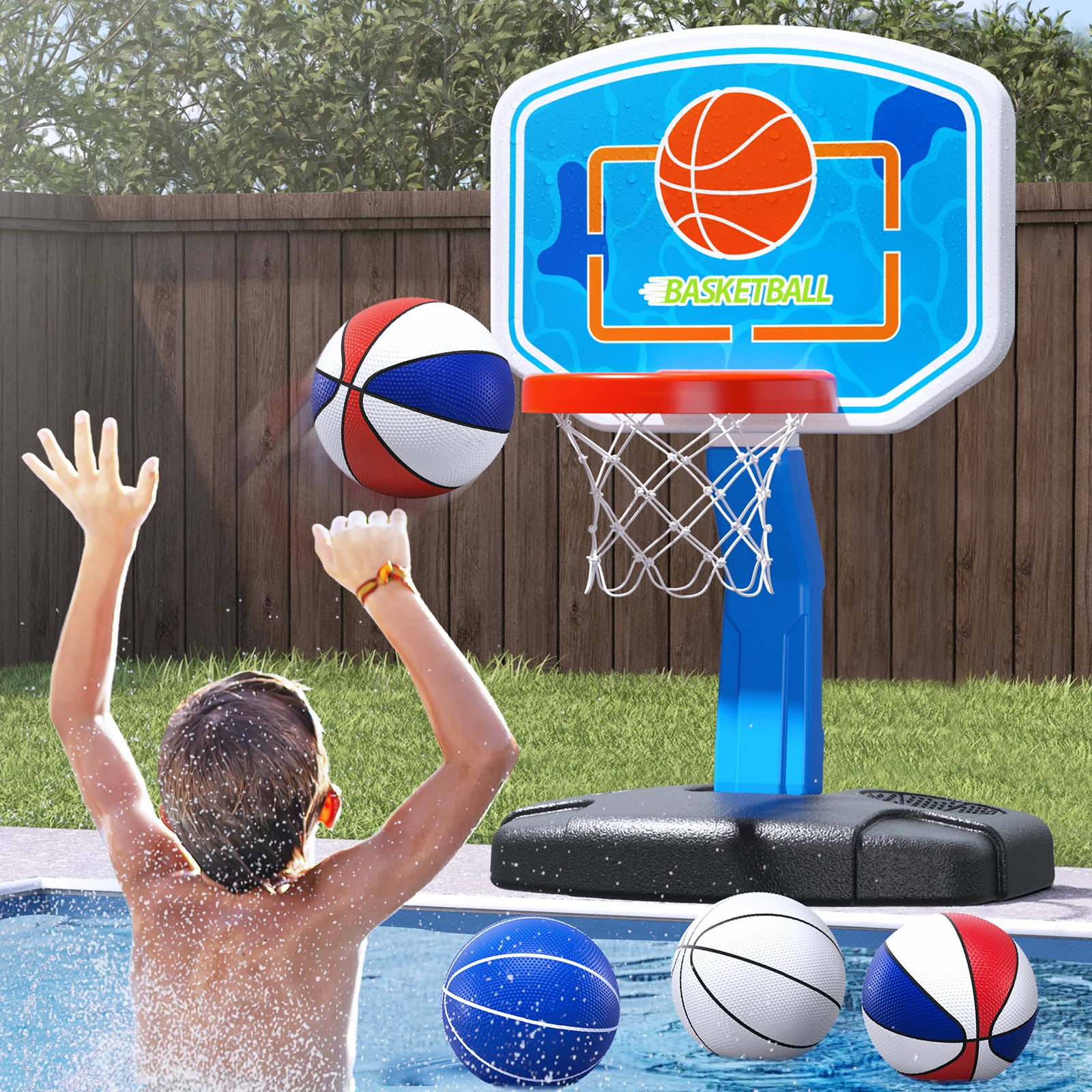 Swimming Pool Basketball Hoop Portable Outdoor Basketball Hoop for Pool with Balls Toys Game for Boys and Girls Summer Toys Gift
