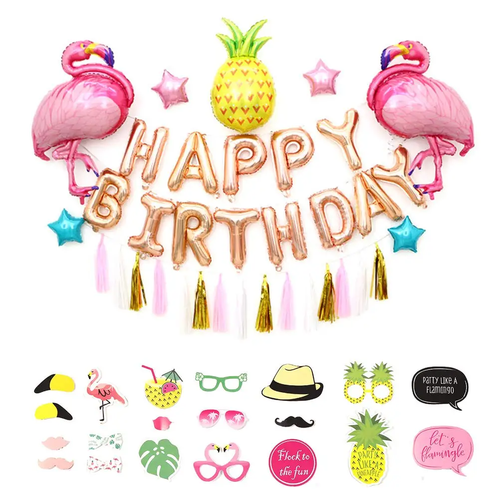 Flamingo  Pineapple Party Supplies Flamingo Photo Booth Props  Hawaiian Decorations