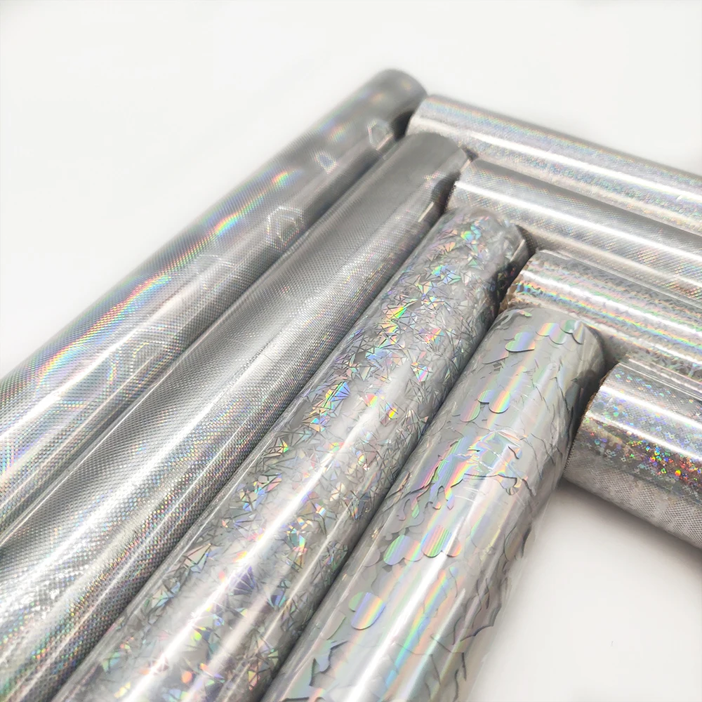 Custom shiny high quality holographic transparent foil PET hot stamp foil for HTV & fabric
