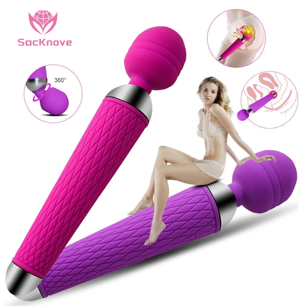 SacKnove Adult Female Sex Toys USB Electric Vibration Massager Masturbation Silicone Body Massage Tool Woman Vibrator Wand