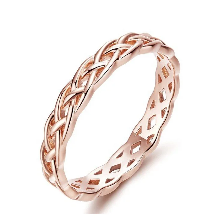 Authentic Rope Wedding Bands Braided Rings Tarnish 926 Sterling Silver Braided Split Rings