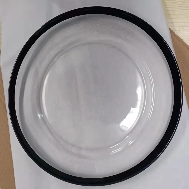 factory custom gold wide rim glass charger plate for wedding events table decorations/various colored wide rim tableware dishes