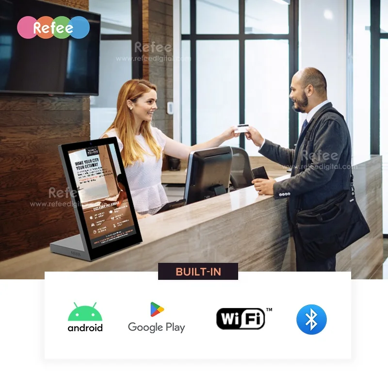Portable Table Top Touch Screen Watch Display Stand Monitor Battery Kiosk Digital Display for Menu 13.3inch 15.6inch