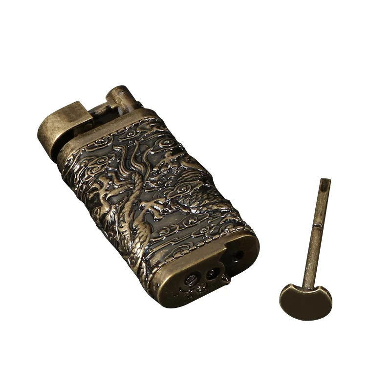 Futeng three-dimensional relief double fire direct windproof lighter Dragon Map Wheel Creative Lighter