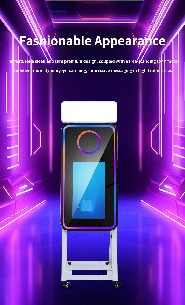 21.5 Inch Interactive Selfie Photo Booth Kiosk Touchscreen Magic Mirror Picture Booth Compatible with iPad
