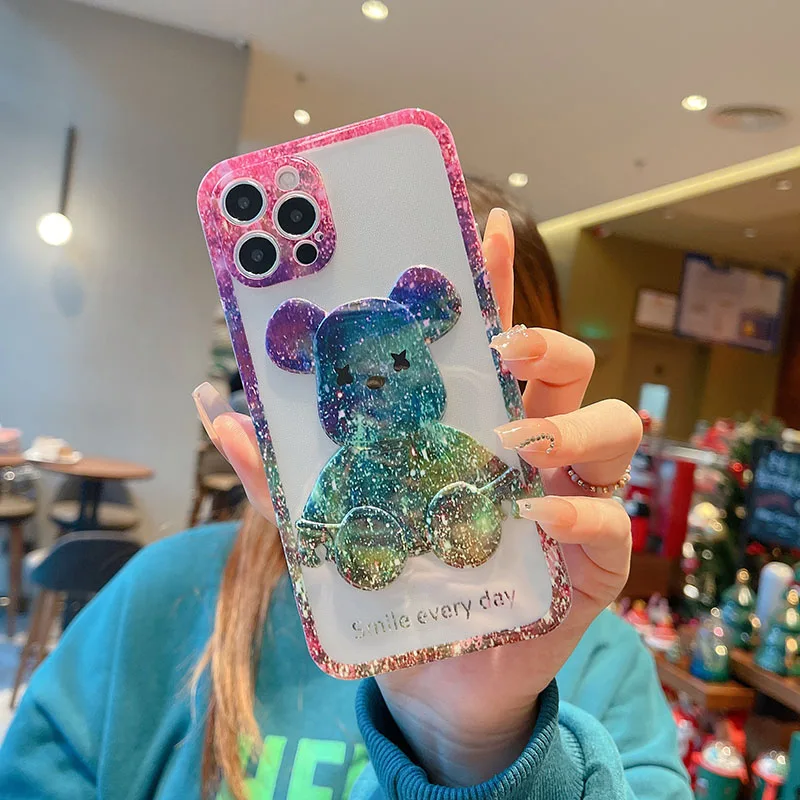 Яркий противоударный 3D чехол с медведем для iphone 13 12 pro max X Xs Xr Max мягкий телефона из