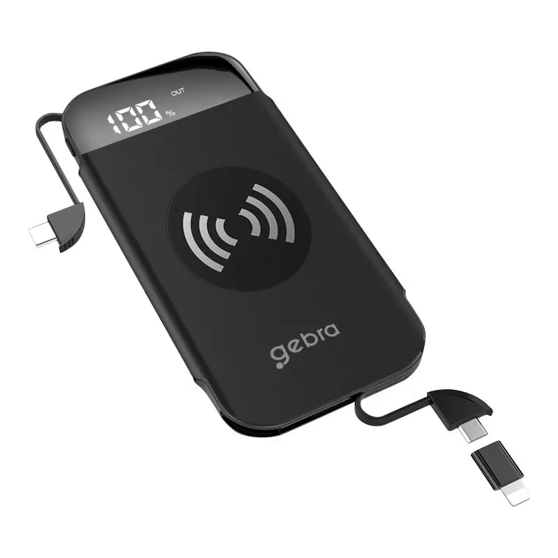 Бесплатный образец продукции тонкий 10 мм и стильный дуговой дизайн беспроводной портативный внешний аккумулятор qi простой в обращении