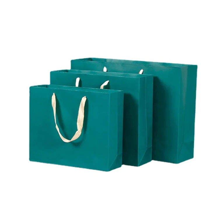 Fashion Small Medium Large pure color paper bag packaging for cosmetics clothing shopping paper bag