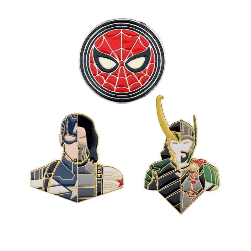 В флеш-накопителей “Мстители” Локи шпильки Зимний Солдат баки Барнс брошь рубашка сумка Нагрудный Знак Оптовая Продажа Модный эмали штырь для подарка ювелирных изделий