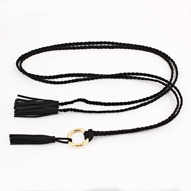 New Style Decorative Women Thin Twist Waist Rope Dress All Match Waist Chain Hand Woven Tassel Belt Thin