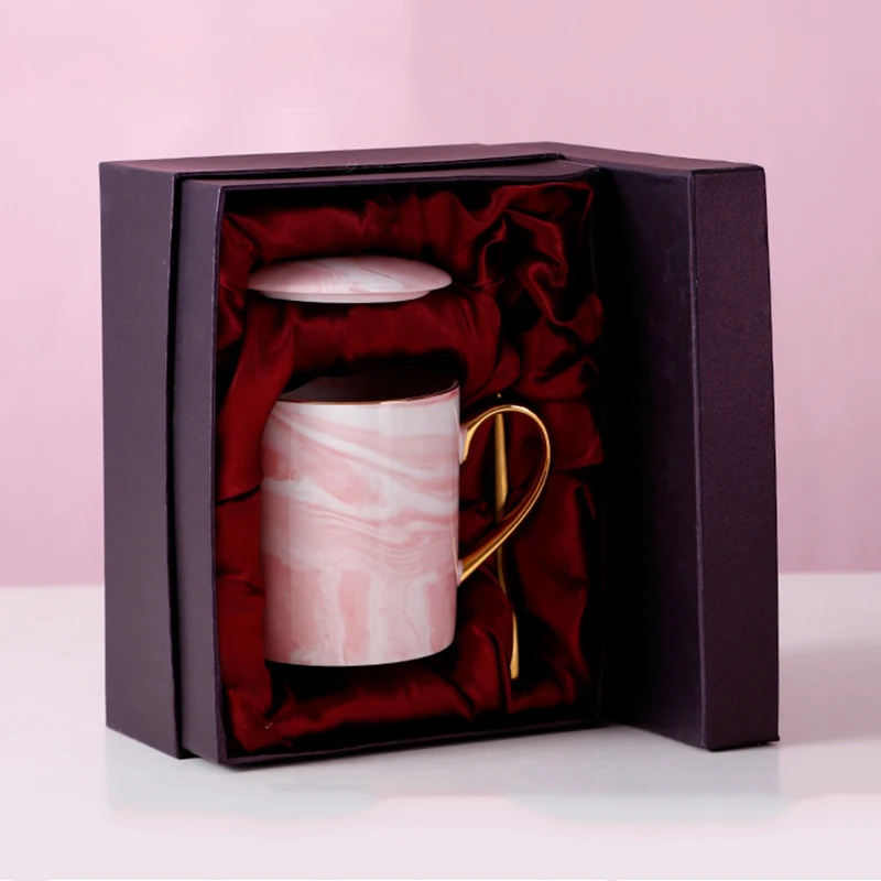 Wholesale Hot Sale 400ml High Temperature Ceramic Marble Mug With Gold Rim