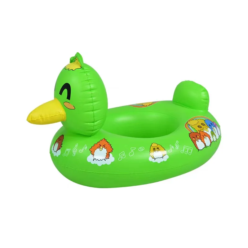 factory wholesale summer hot selling EN71 PVC green and blue duck float circle inflatable kids swimming ride-on float