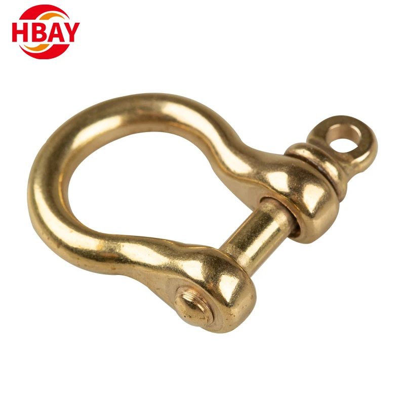 Pure Brass US Type D Ring U Buckle Copper Shackle Latch with Polished Surface Treatment Marine Hardware Lifting Applications