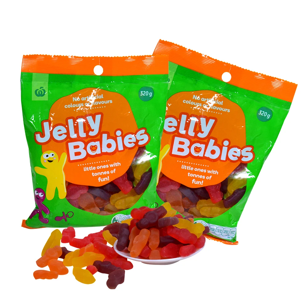 Wholesale Custom Amos Chewy Wholesale Imported Sweets Soft Candies 320G Oiled Little Man Shape Gum Dulces