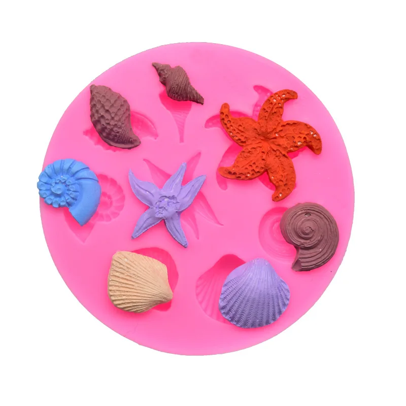 Homesun 8pcs nice ocean conch starfish seashell shape silicone DIY mold