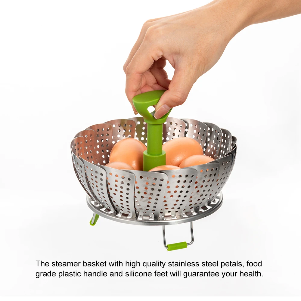 Kitchen Gadget Stainless Steel Steamer Basket Folding Vegetable Steamer Basket For Cooking