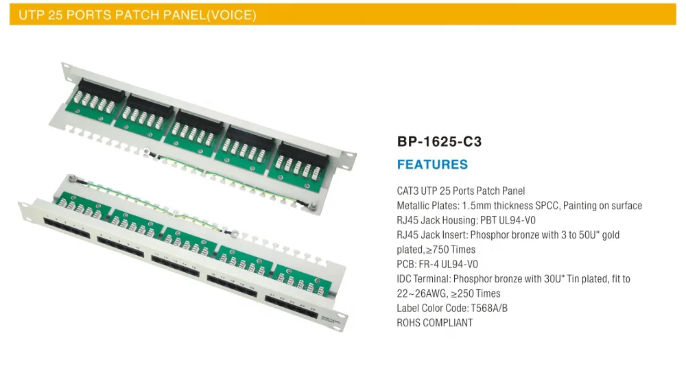 UTP 48 PORTS PATCH PANEL CAT5E CAT6 CAT6A UTP 48 PORTS PATCH PANEL keystone jack cat6 cable management telecom parts