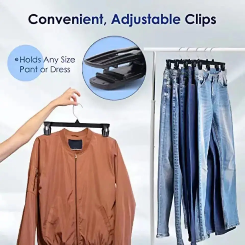 Dry Wet Anti Slip Plastic Hangers Home Multifunctional Coat Hangers Plastic Trousers Rack Pant Hanger With Clip