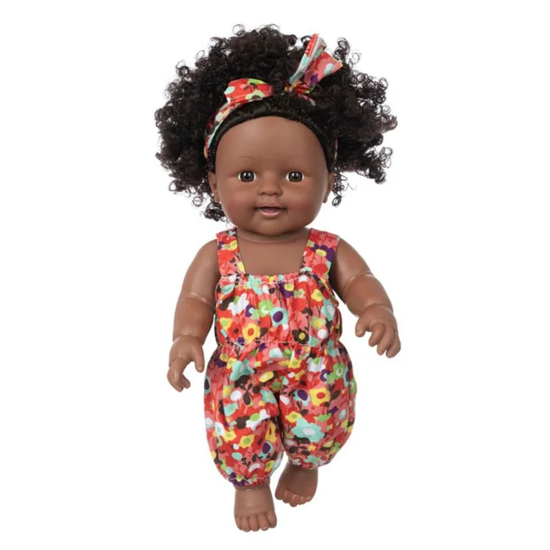12 inch Reborn African Black Doll Baby Early Educational Toys Bed/Sofa Accompany Supplies Vinyl Made Baby