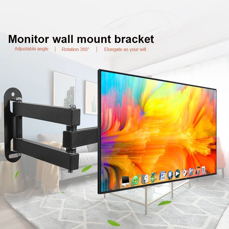 Wholesale Telescopic swivel arm adjustable 360 degrees rotating tv wall mount bracket folding tv television wall mount