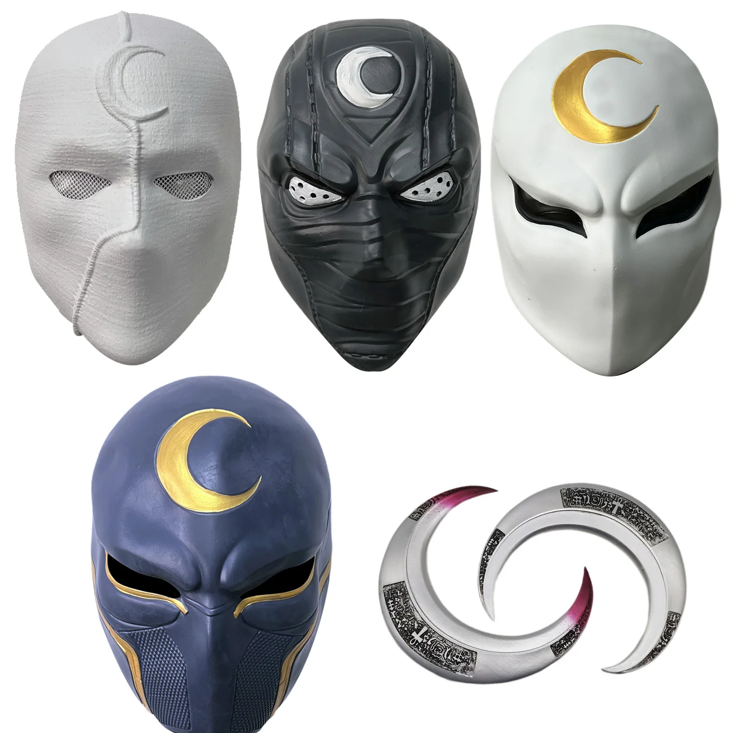 New Super Hero 3d Moon Knight Mask Cosplay Latex Masks Helmet Masquerade Halloween Accessories Party Weapon Props