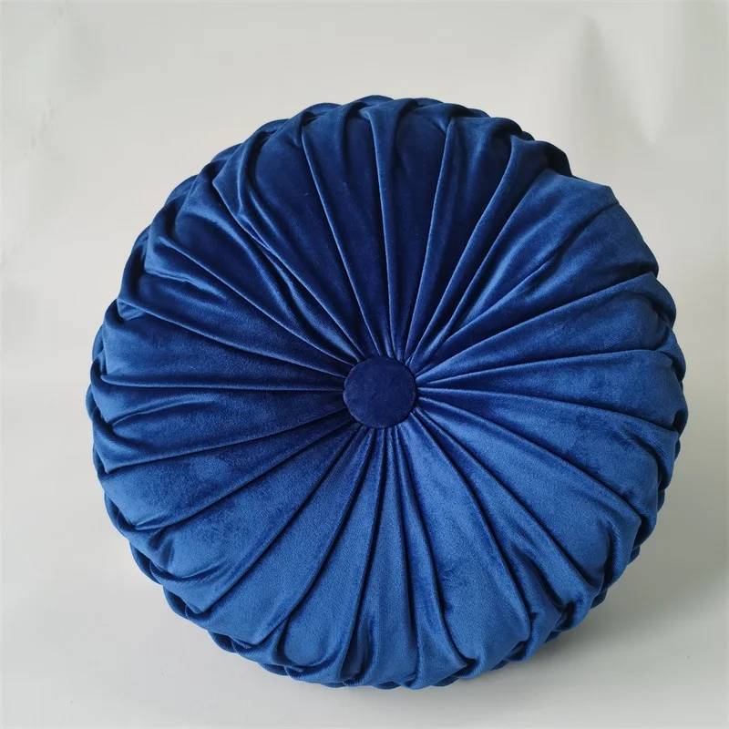 Luxury Soft Round Pleated Velvet Handcrafted Function Sofa Cushion Pumpkin Vehicle Wheel Home Decorative Throw Pillows For Couch