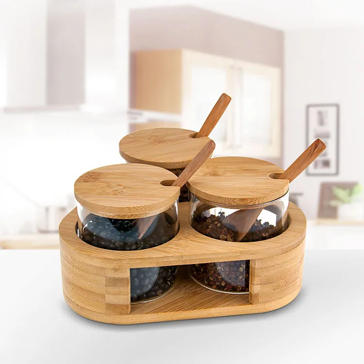 Factory price Spice Jar Set 3pcs high Borosilicate Kitchen Storage Glass Jars Set