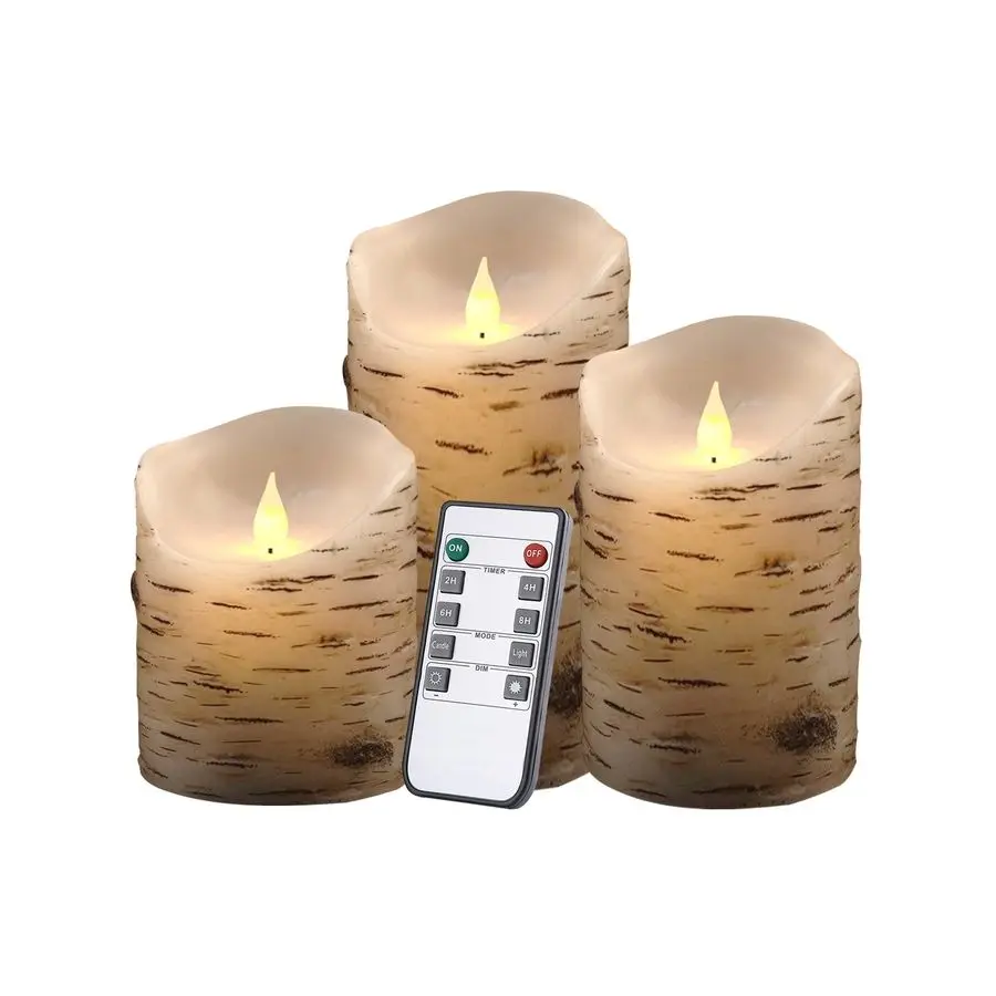 
Hot sale battery operated remote control decorative flameless led wax pillar candles light 