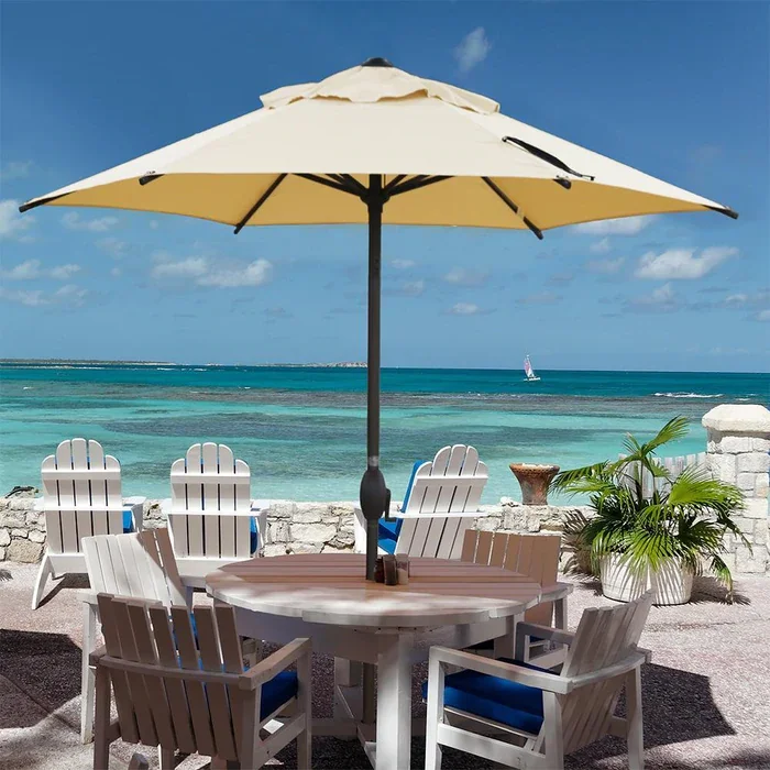 Central Pole Parasols Commerical Street Patio Round Umbrella Factory Direct High Quality Outdoor Beach Umbrella Aluminum
