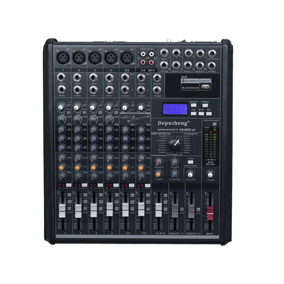 Depusheng EG822SD Высокое качество Многофункциональный 8-канальный сетевой видеорегистратор DJ цифровой микшерный пульт