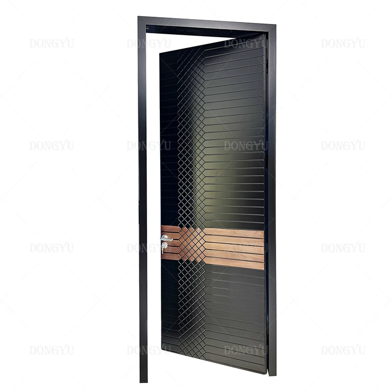 New Modern Hot Sale Spanish Popular Carve Patterns Solid Wood Door Wood Veneer Invisible Dark Wood Door For House