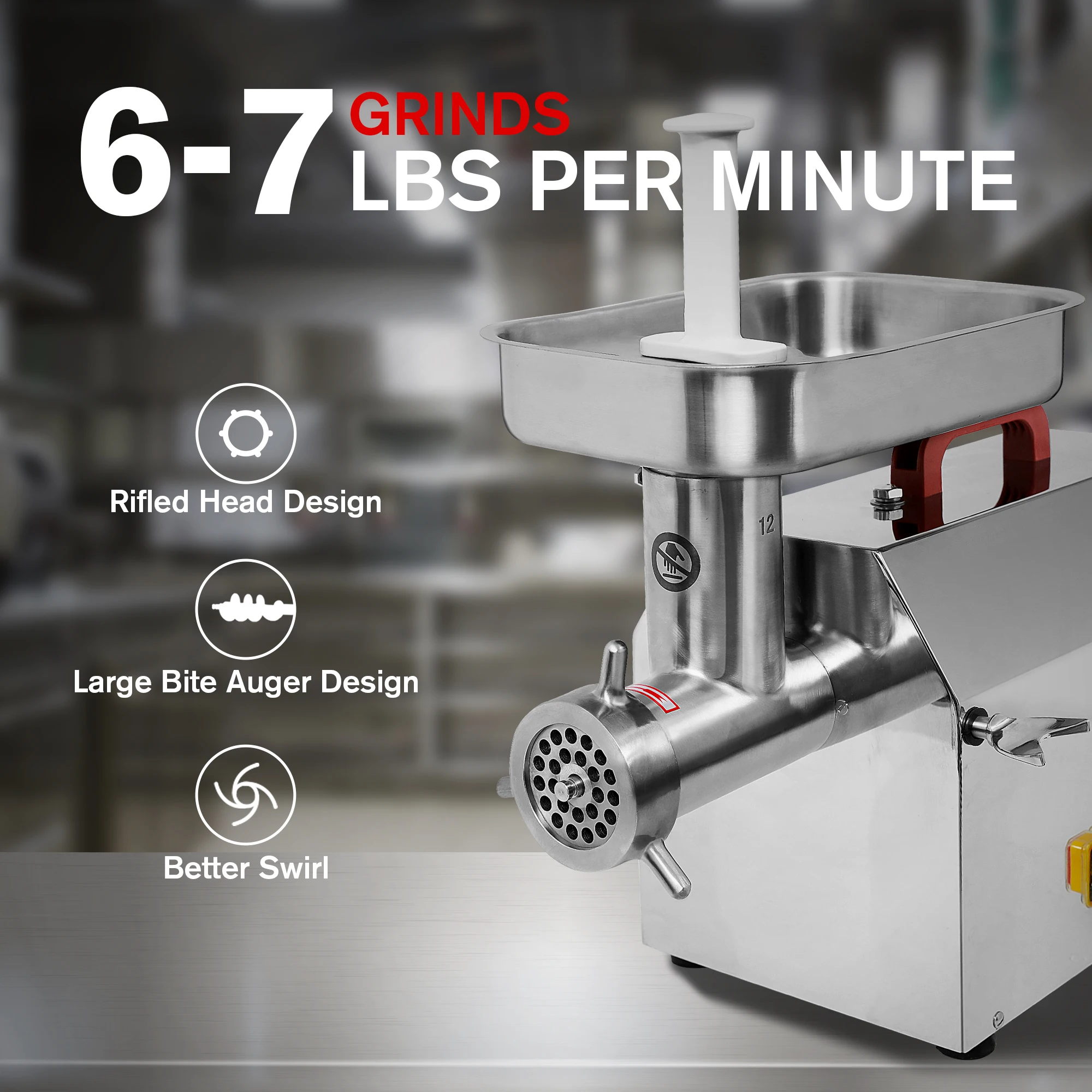 One Piece Commercial Meat Grinder #12 Pure Cooper Motor Electric Mincer Cell and Commercial CE Provided 2 Years Hot Product 2022