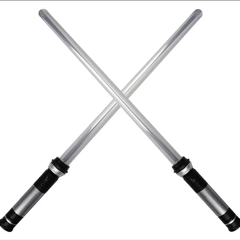 2-in-1 Stretch Retracted  Light Up Saber Sword Realistic Handle LED Dual  Swords  with  FX Sound for  Fighters Warriors