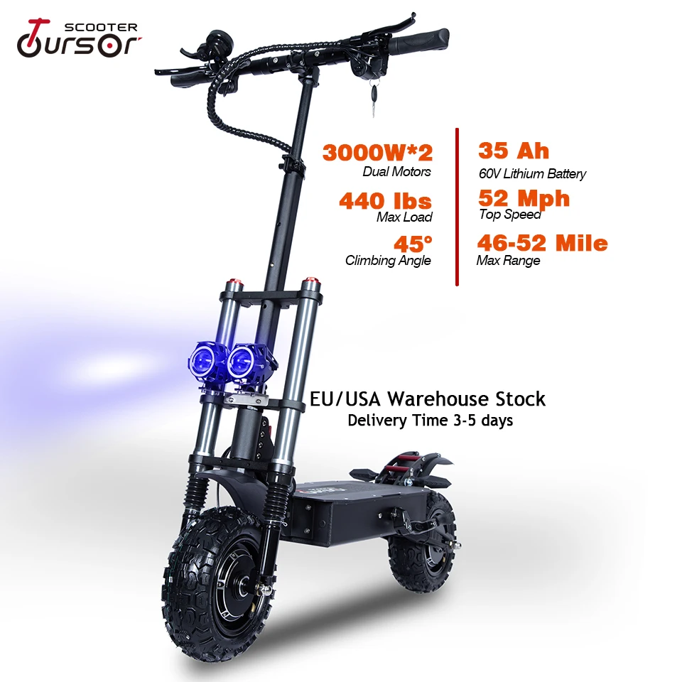 S5 model electric scooter 60v 6000w 40ah max speed 60-100km/h range dual motor electric scooter for adults