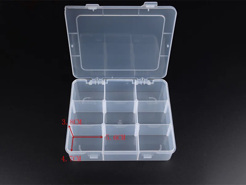 9 Grids Clear Organizer Box Big Plastic Storage Container with Adjustable Dividers for Beads Art DIY Crafts Jewelry Fishing