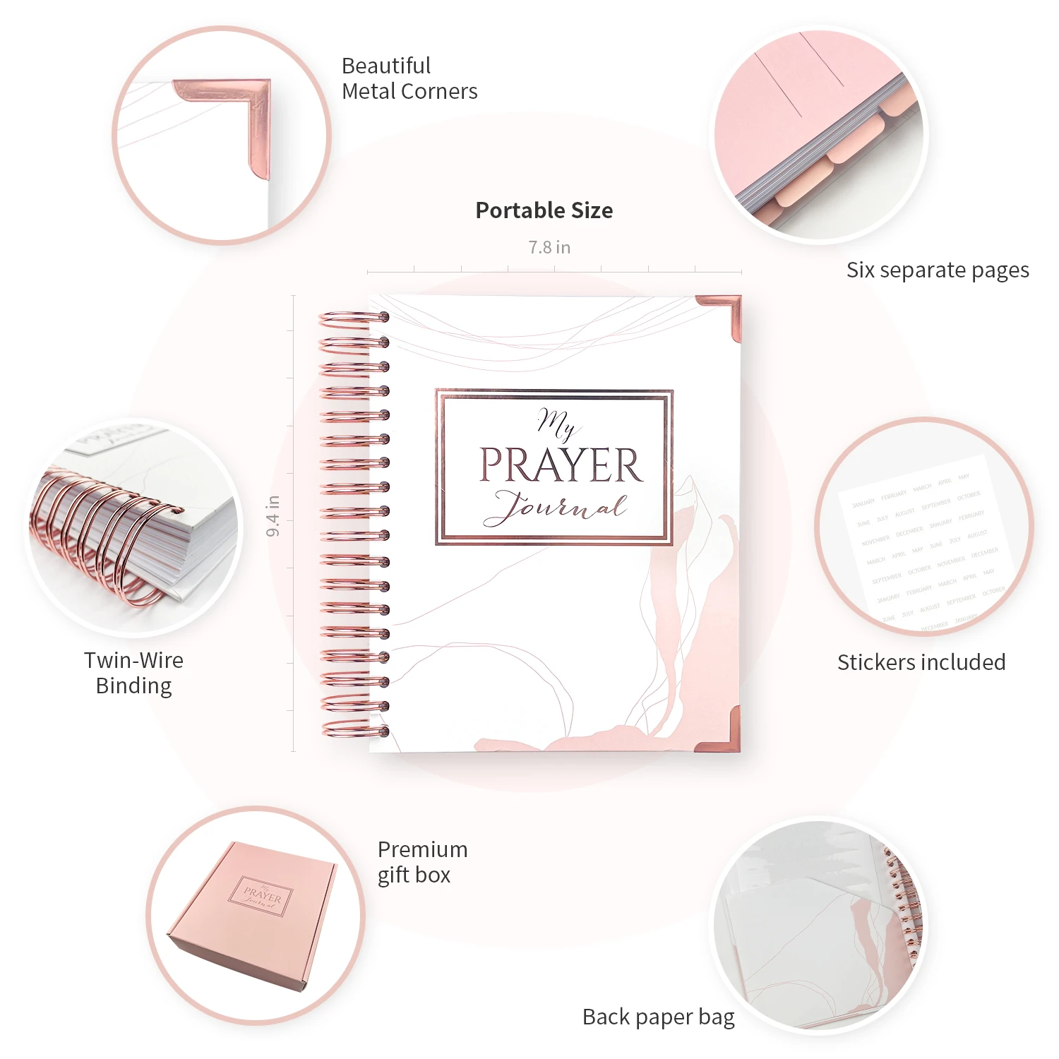 Hardcover Prayer Journal Bible Book Spiral Diary Daily Weekly Monthy Sublimation Manifestation Mindfulness Planner Notebook