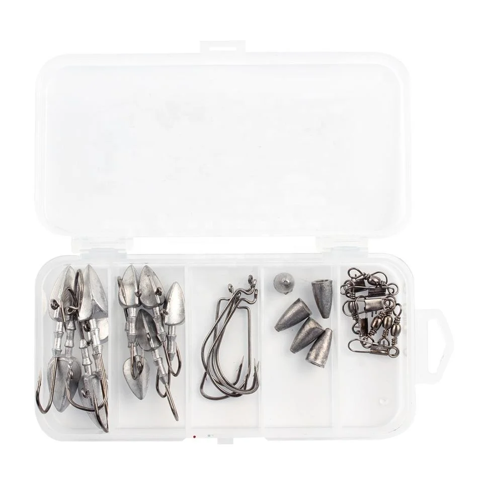 Palmer 26pcs/box jig heads fishing full combo set box lead jig head fishing hooks with ball bearing swivel full kit wholesale