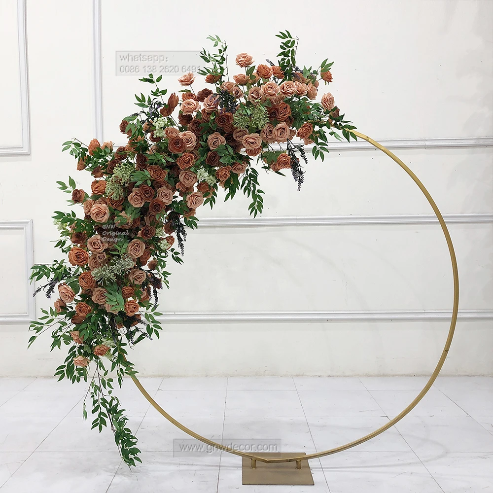 Artificial round flower arrangements metal wedding arch for outdoor and indoor events
