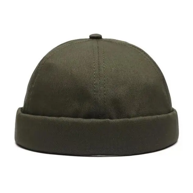 HZM-23388 Brimless Hats for Men Women Skullcap Men Vintage Docker Beanie Cap Washed Cotton Rolled Cuff Hat
