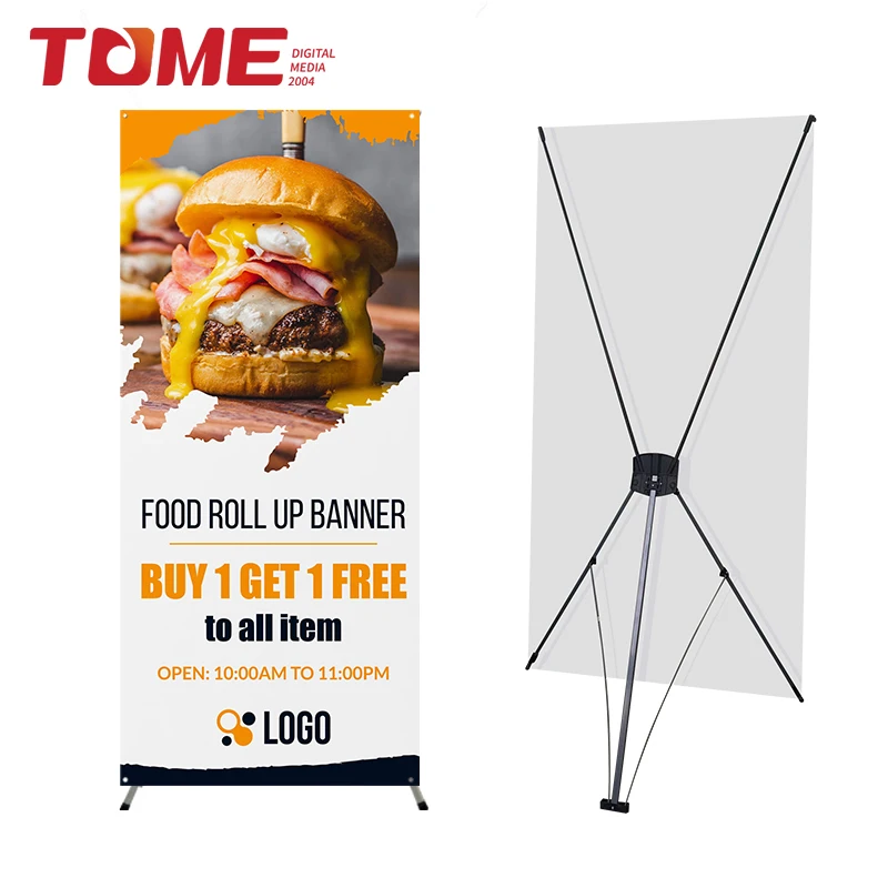 roll up x banner 80 x 180 cm adjustable promotion korean x banner stand with aluminum pole