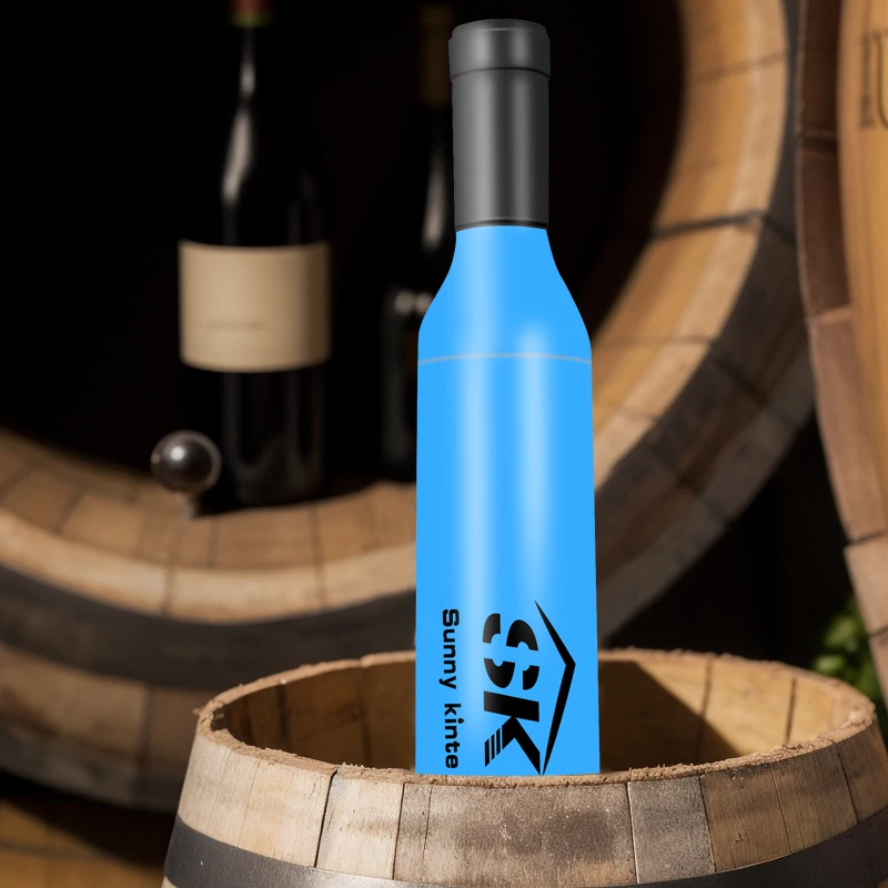 8K Wholesale 3 Fold Umbrella Price Cheap Design Solid Color Umbrella Promotional Wine Bottle Umbrella